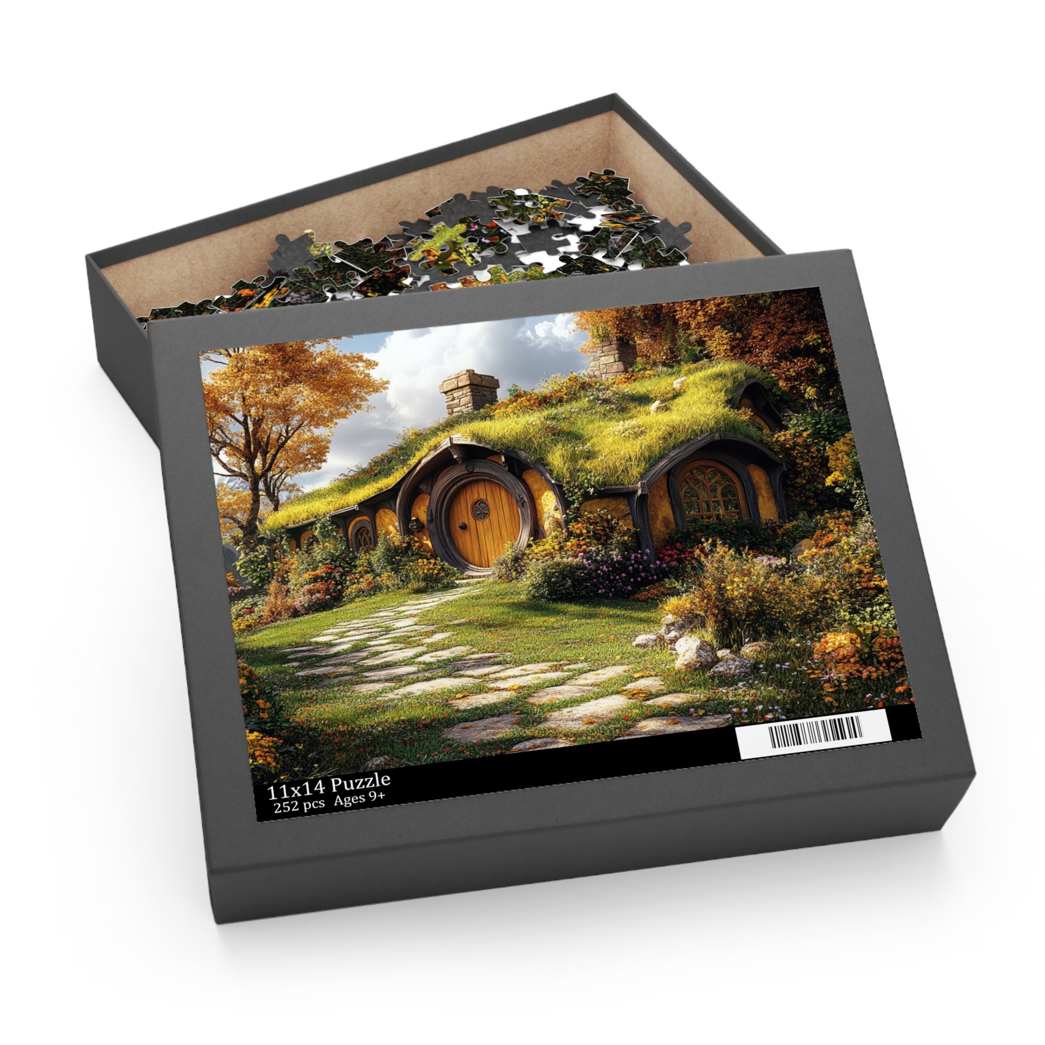 Hobbit-Style Cottage Puzzle - 120 to 500 Pieces | Cozy Fantasy Landscape Jigsaw