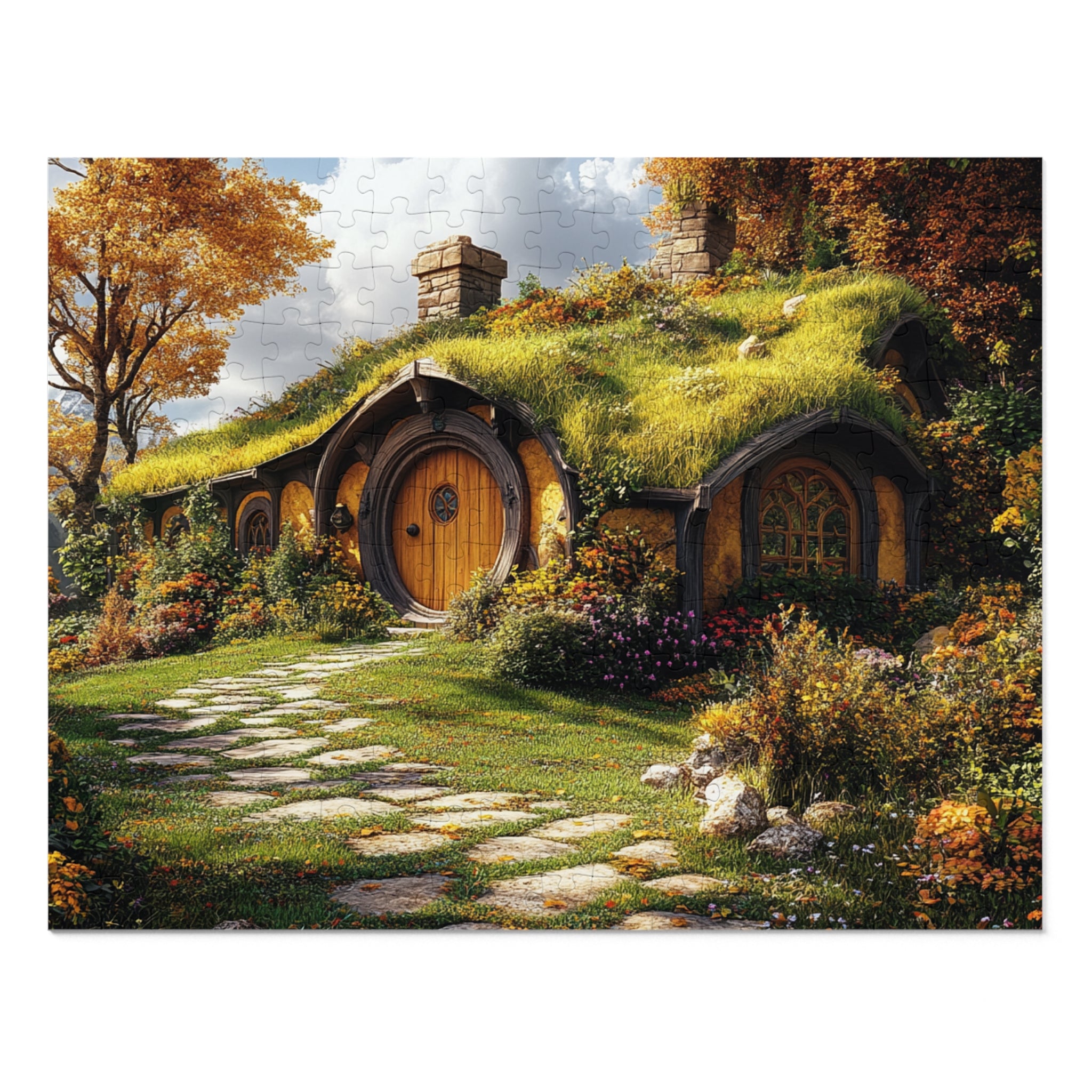 Hobbit Cottage Puzzle in White Tin - 30 to 2000 Pieces | Premium Fantasy Landscape Gift