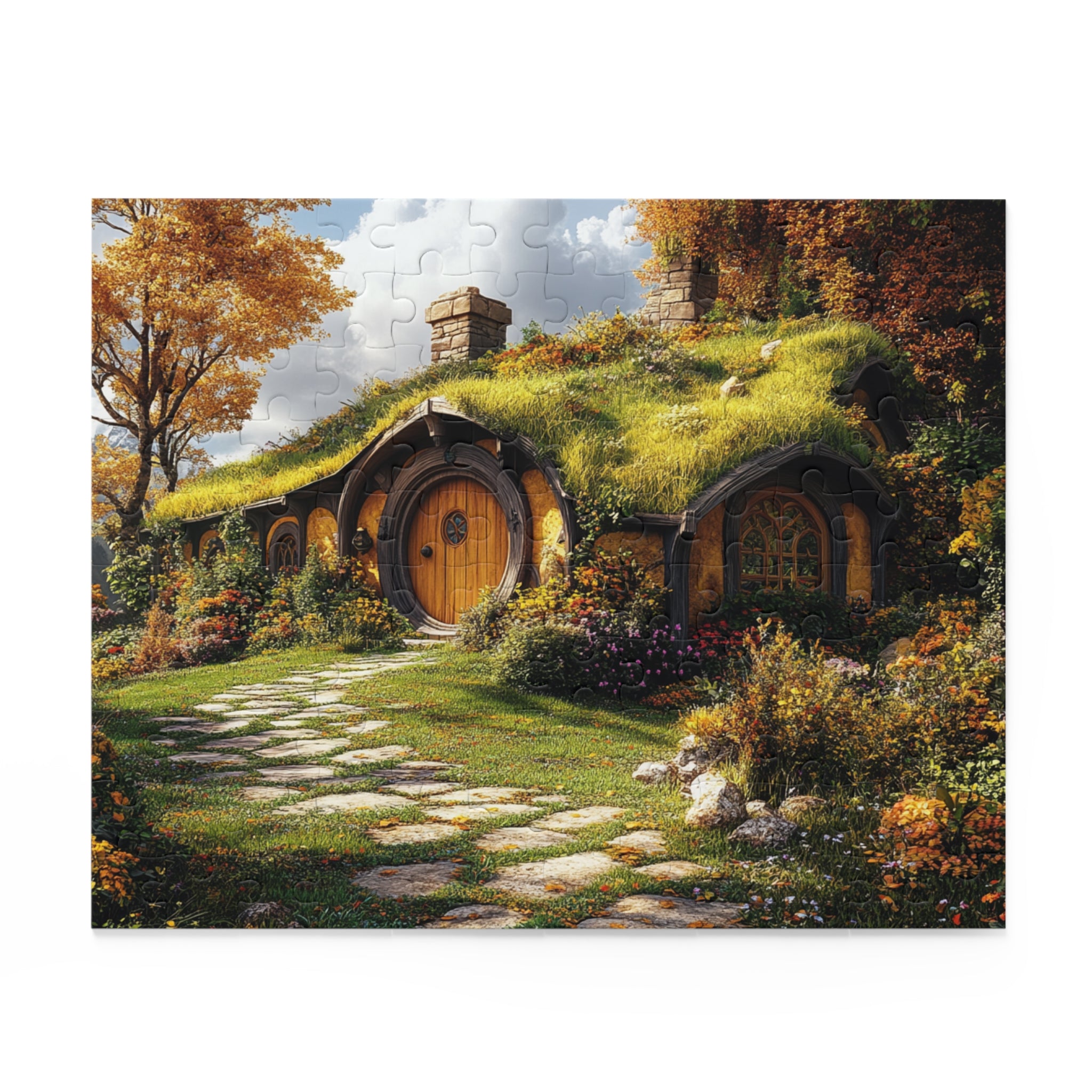 Hobbit-Style Cottage Puzzle - 120 to 500 Pieces | Cozy Fantasy Landscape Jigsaw