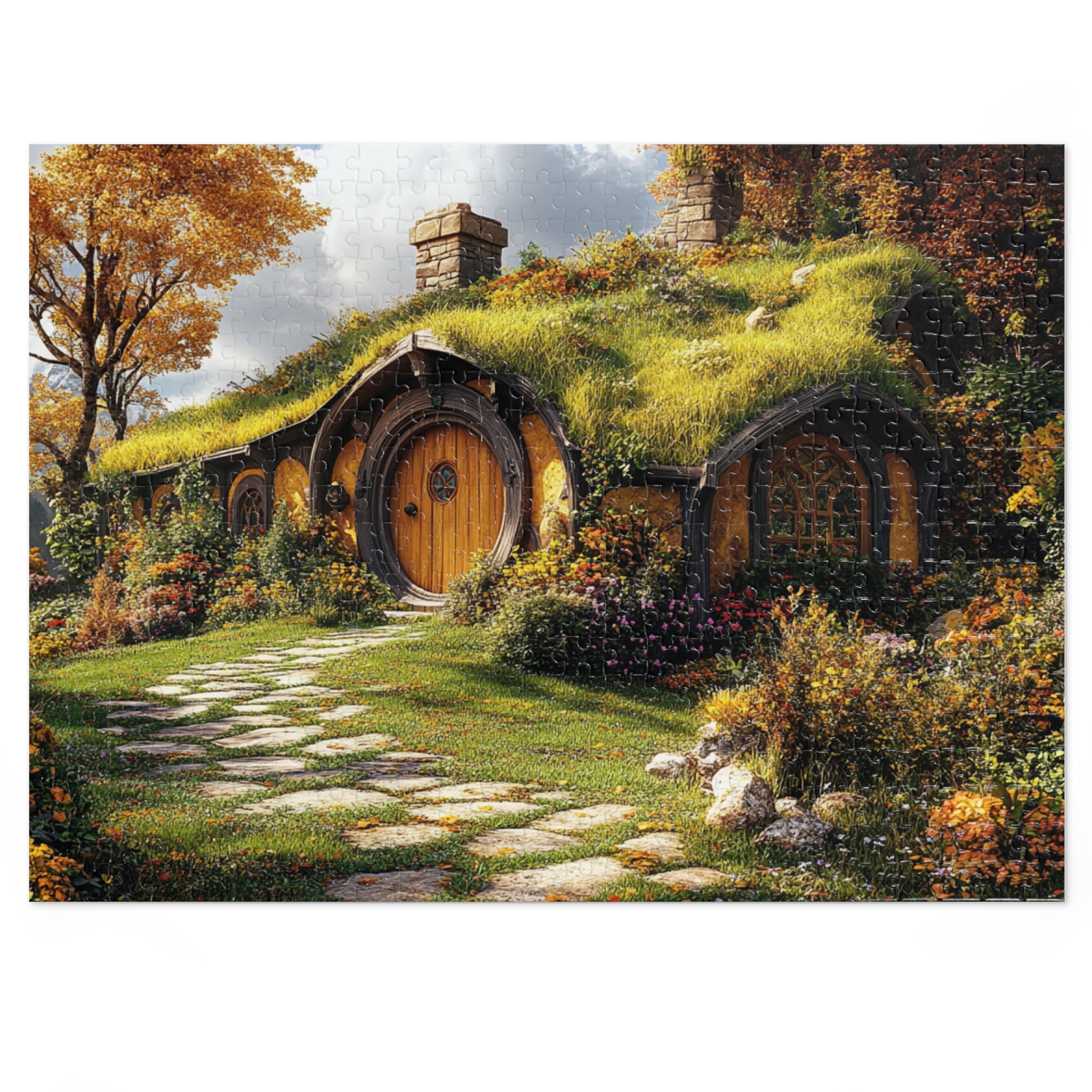 Hobbit Cottage Puzzle in White Tin - 30 to 2000 Pieces | Premium Fantasy Landscape Gift