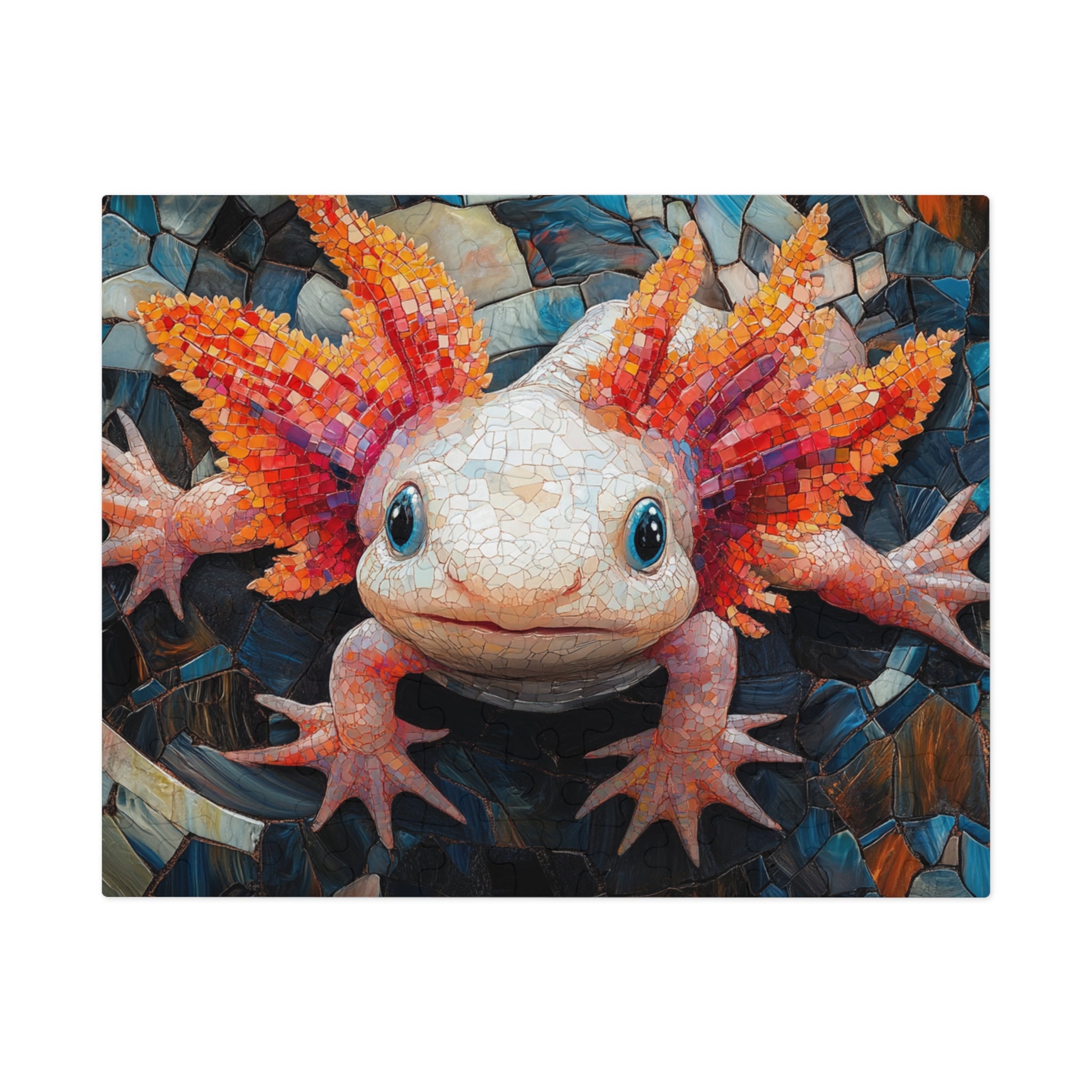 Axolotl Mosaic Puzzle in White Tin - 30 to 2000 Pieces | Premium Gift Box Jigsaw