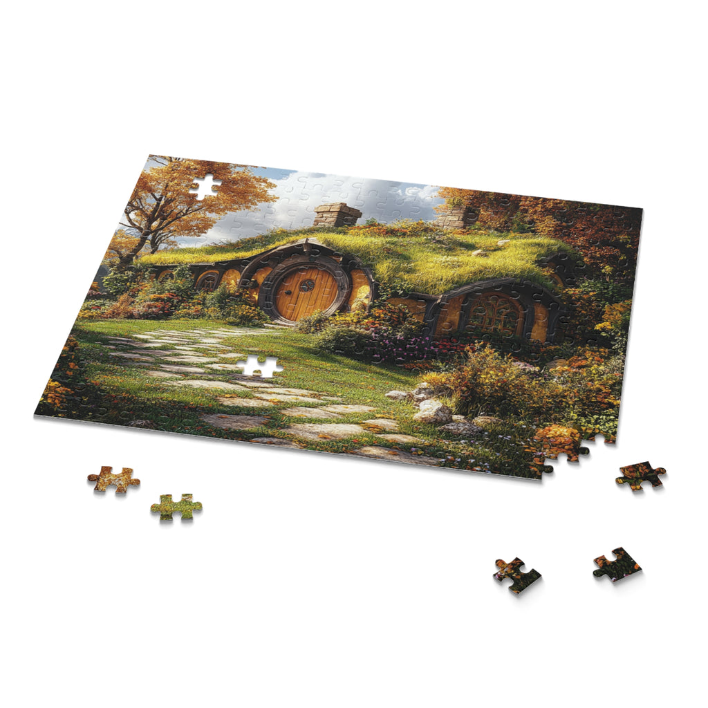 Hobbit-Style Cottage Puzzle - 120 to 500 Pieces | Cozy Fantasy Landscape Jigsaw