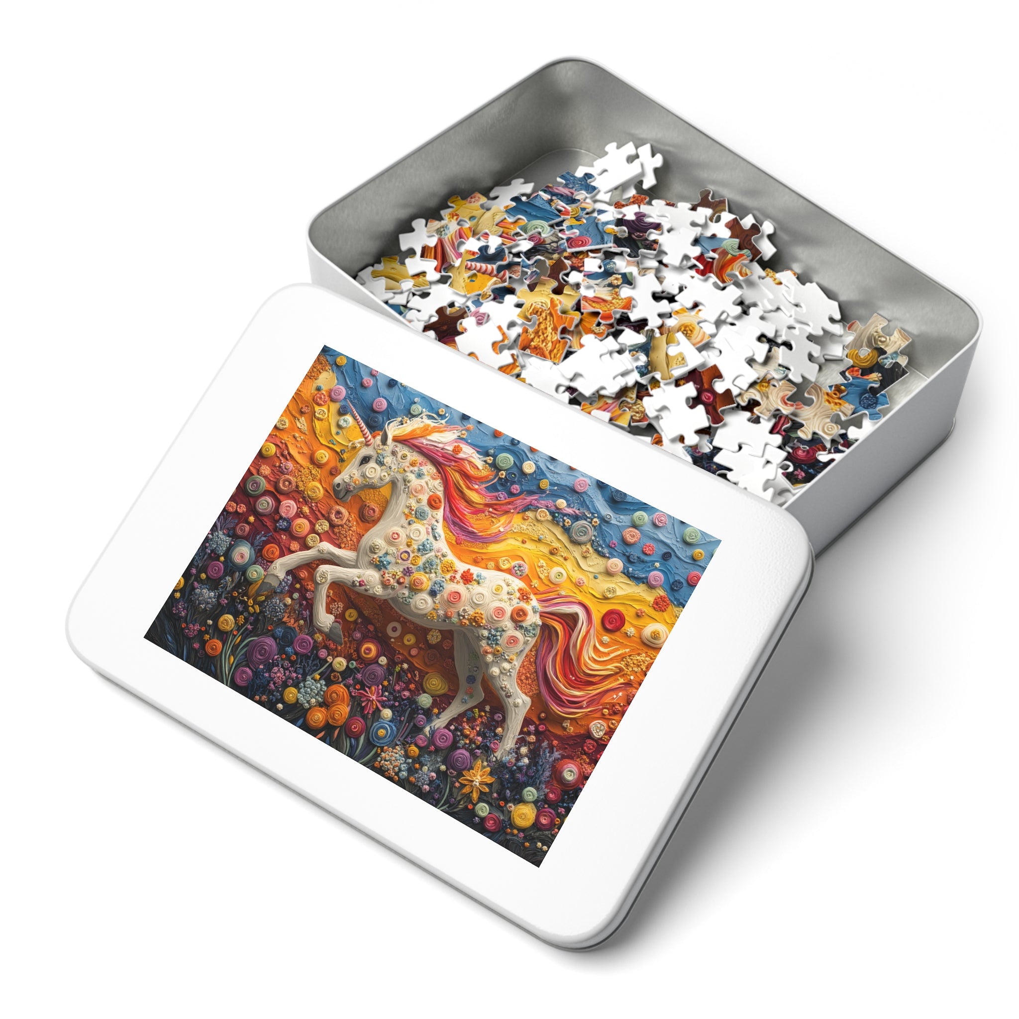 Dreamscape Unicorn Puzzle in White Tin - 30 to 2000 Pieces | Premium Gift Box Jigsaw
