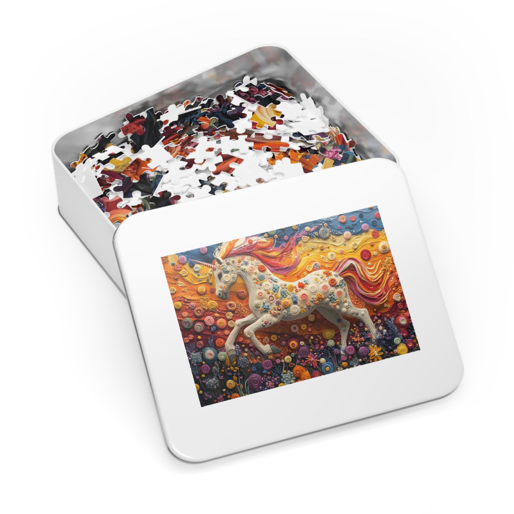 Dreamscape Unicorn Puzzle in White Tin - 30 to 2000 Pieces | Premium Gift Box Jigsaw