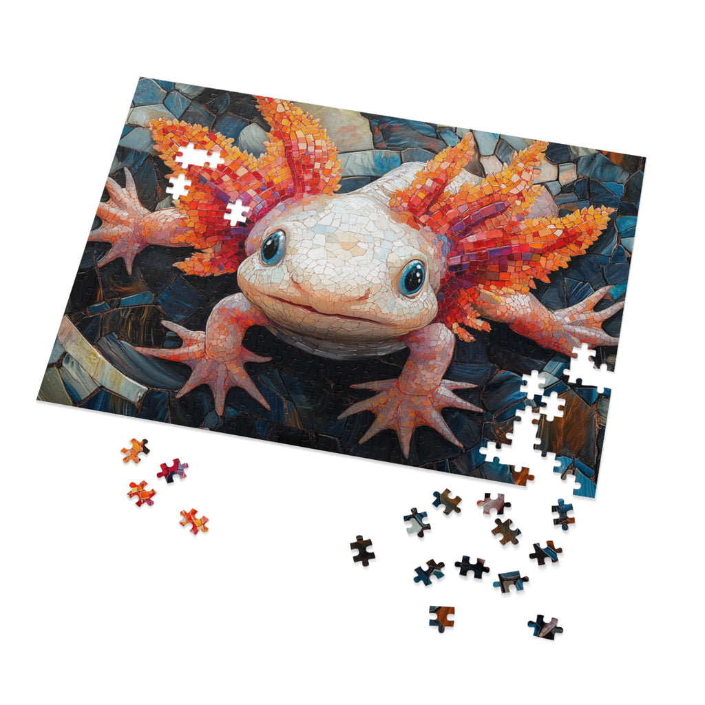Axolotl Mosaic Puzzle in White Tin - 30 to 2000 Pieces | Premium Gift Box Jigsaw