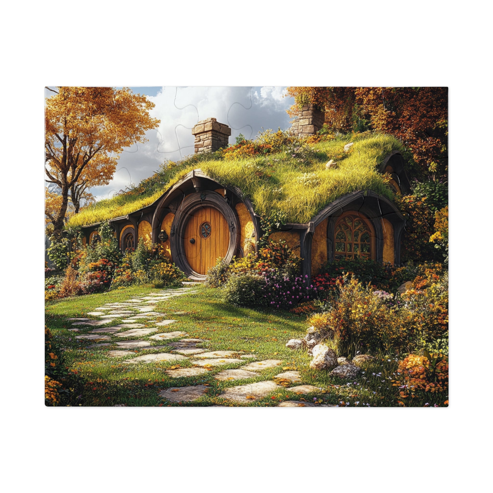 Hobbit Cottage Puzzle in White Tin - 30 to 2000 Pieces | Premium Fantasy Landscape Gift