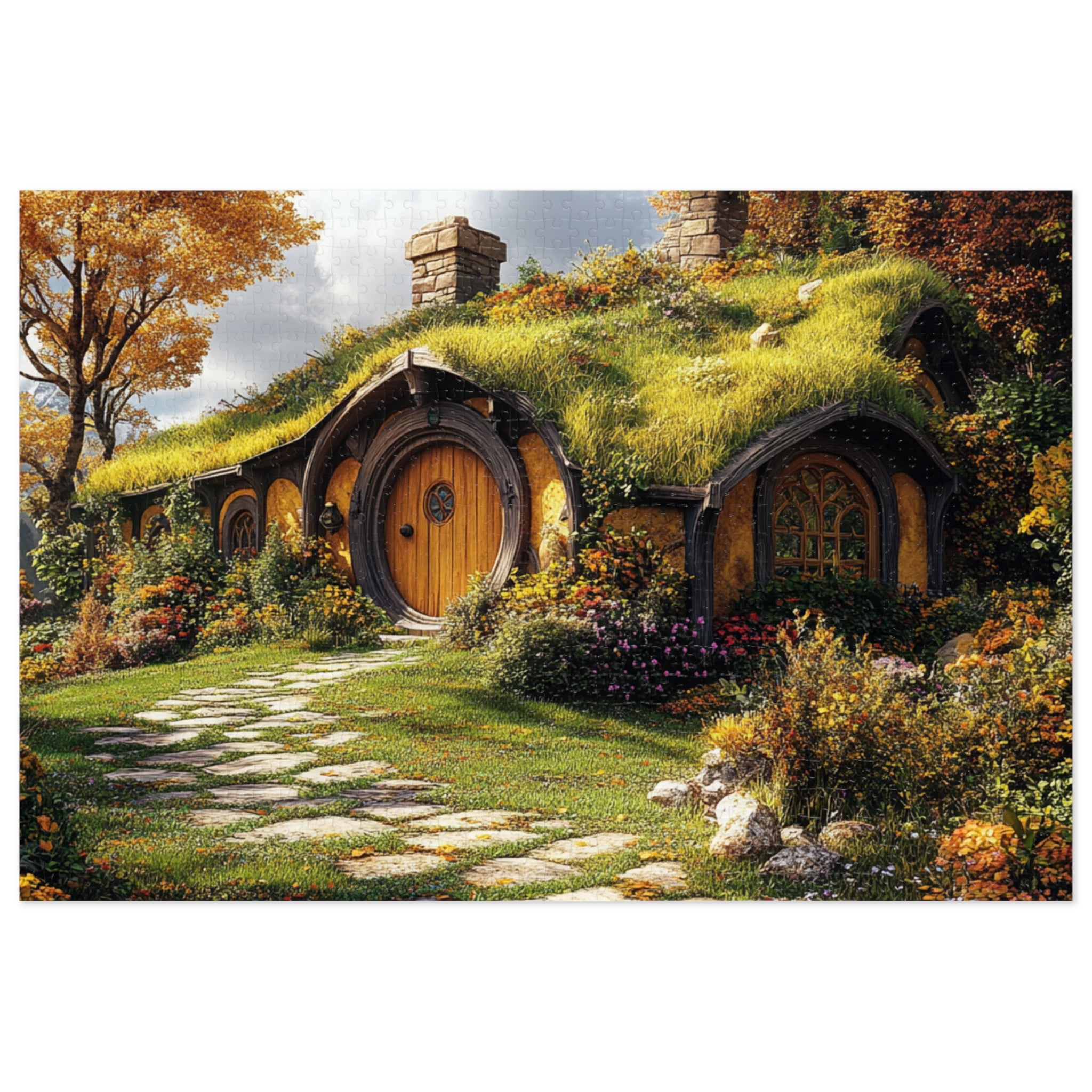 Hobbit Cottage Puzzle in White Tin - 30 to 2000 Pieces | Premium Fantasy Landscape Gift
